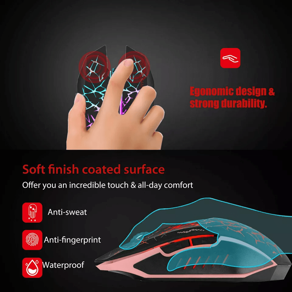 Wireless USB Optical Gaming Mouse 7 Color LED Backlit Rechargeable Ergonomic Design For PC  Laptop 3