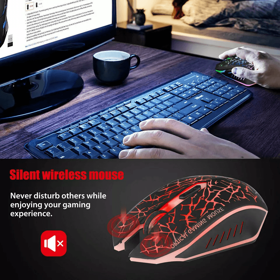 Wireless USB Optical Gaming Mouse 7 Color LED Backlit Rechargeable Ergonomic Design For PC  Laptop 1