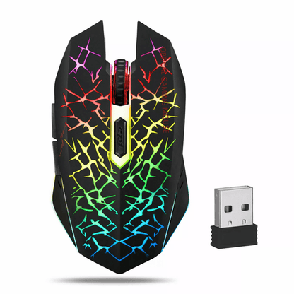 Wireless USB Optical Gaming Mouse, 7 Color LED Backlit, Rechargeable, Ergonomic Design for PC & Laptop