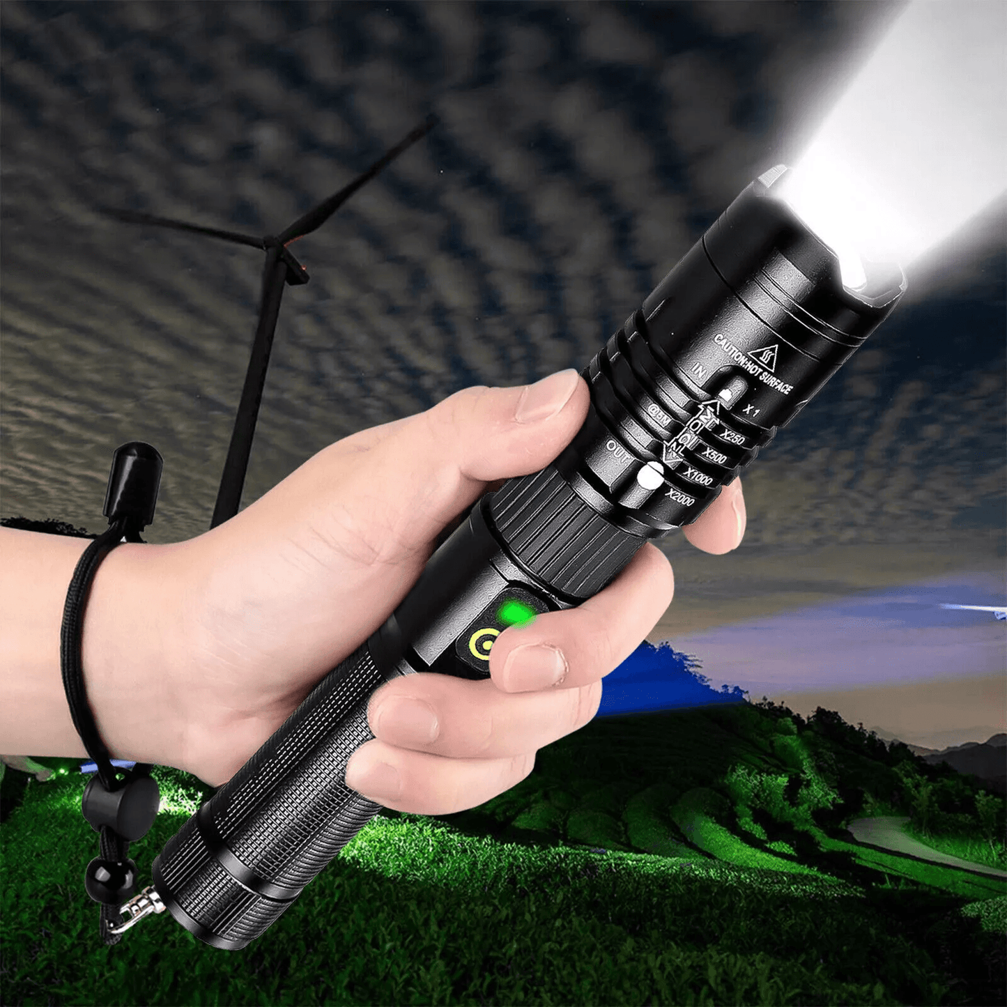 High-Lumen Zoomable LED Tactical Flashlight with Rechargeable Battery, Super Bright & Durable