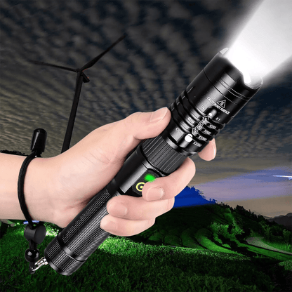 High-Lumen Zoomable LED Tactical Flashlight with Rechargeable Battery, Super Bright & Durable