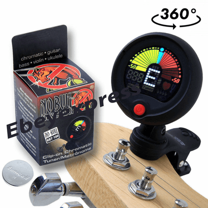 Chromatic LCD Digital Clip-On Electric Tuner for Guitar, Bass, Violin, Cello Vibration Sensor Tap Tempo Metronome