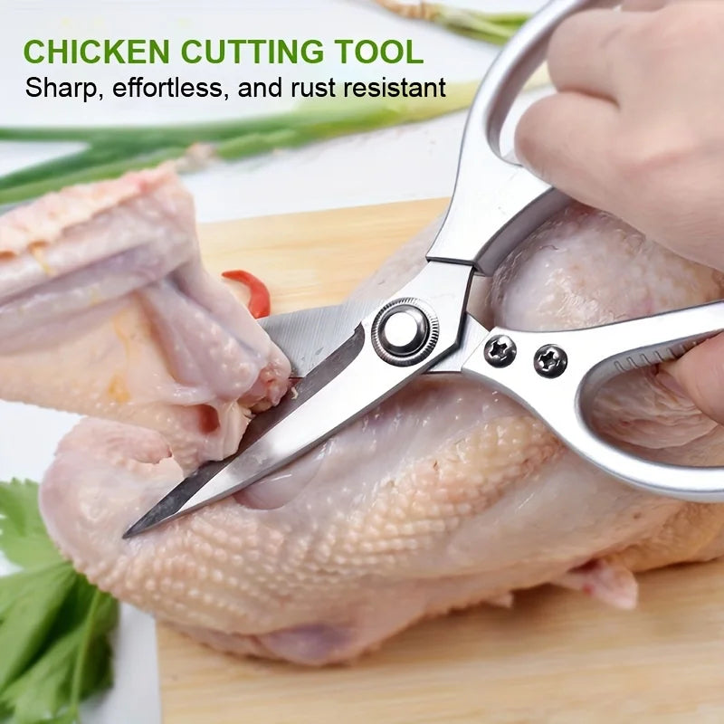 Multifunctional Kitchen Scissors, Heavy-Duty Stainless Steel Cooking Shears for Fish, Meat, Chicken & More