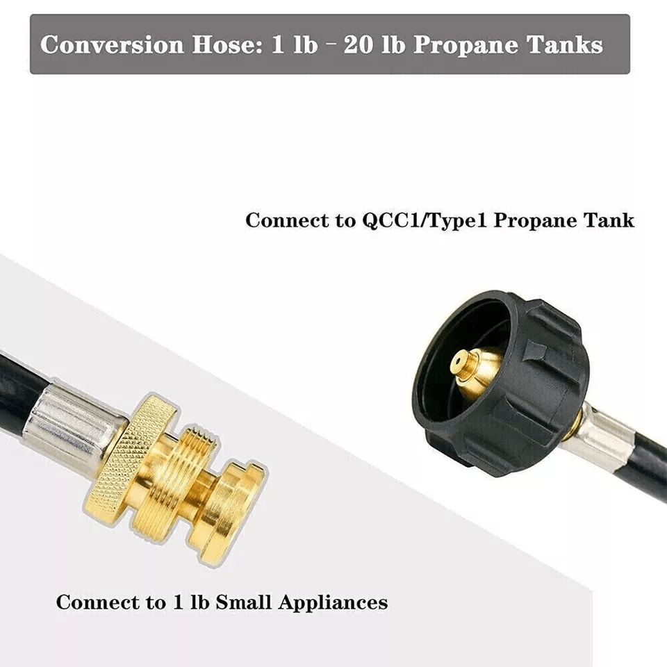 LP Tank Adapter Hose 1lb To 20lb Converter For QCC1Type1 Gas Grill 3