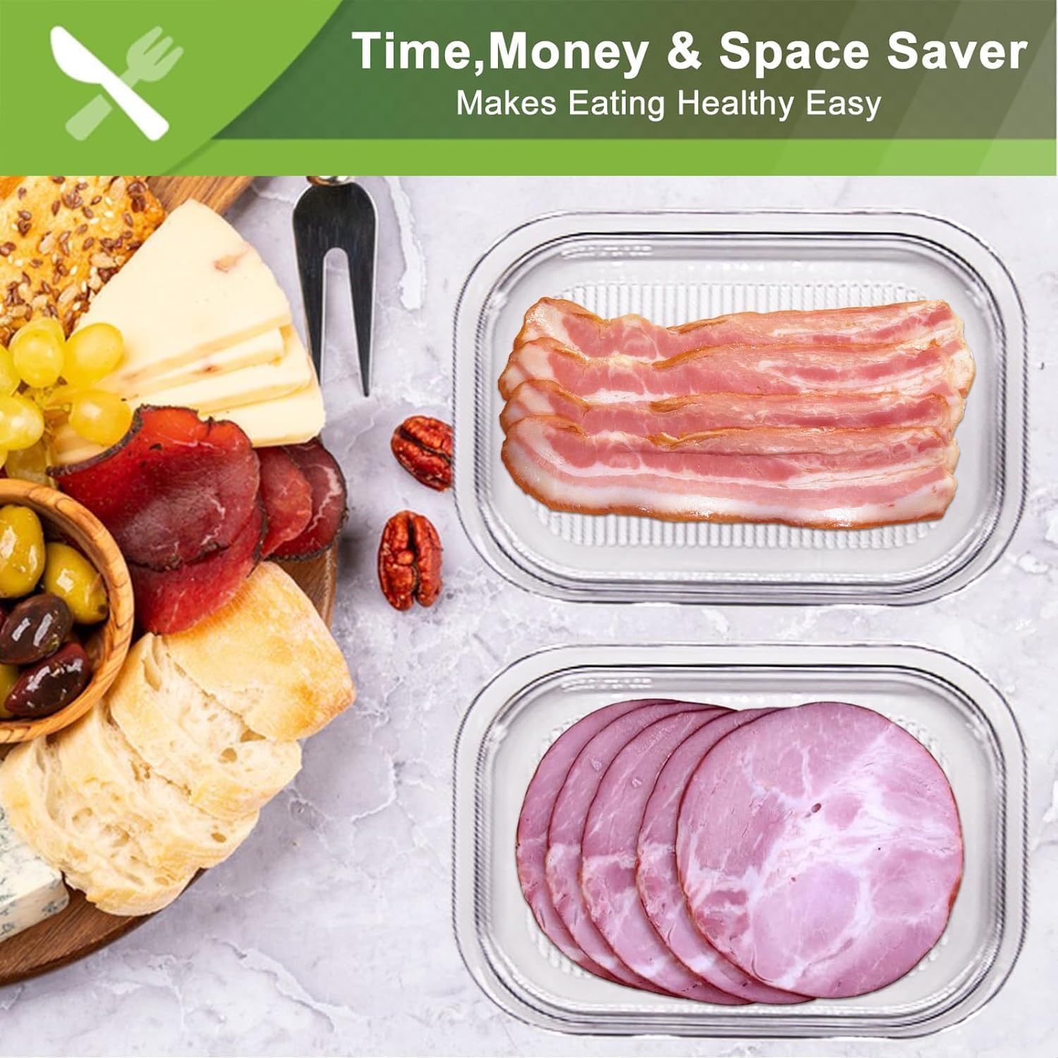 Leakproof Meat Containers for Fridge – Transparent Frozen Food Storage Box with Lid