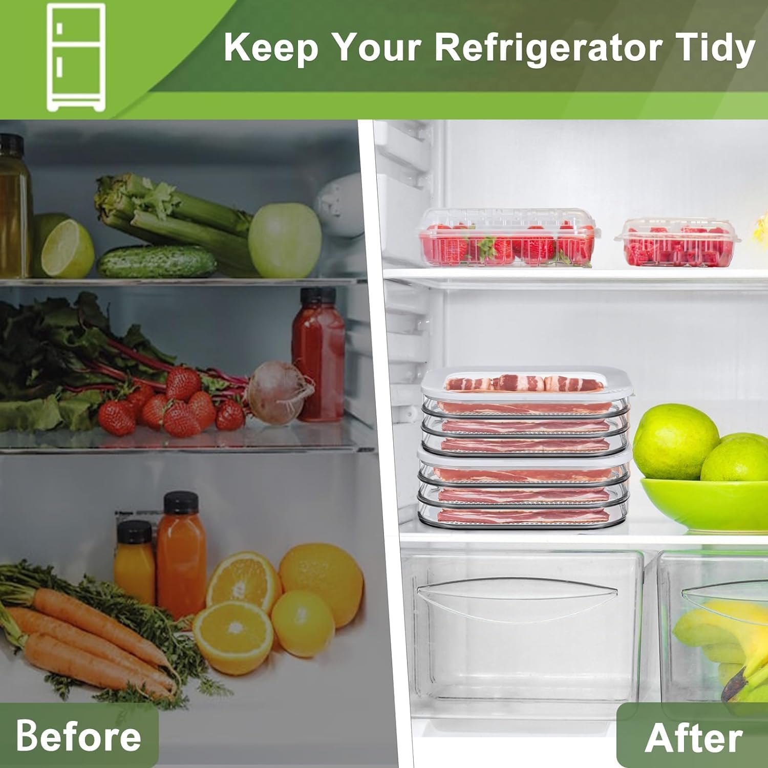 Leakproof Meat Containers for Fridge – Transparent Frozen Food Storage Box with Lid