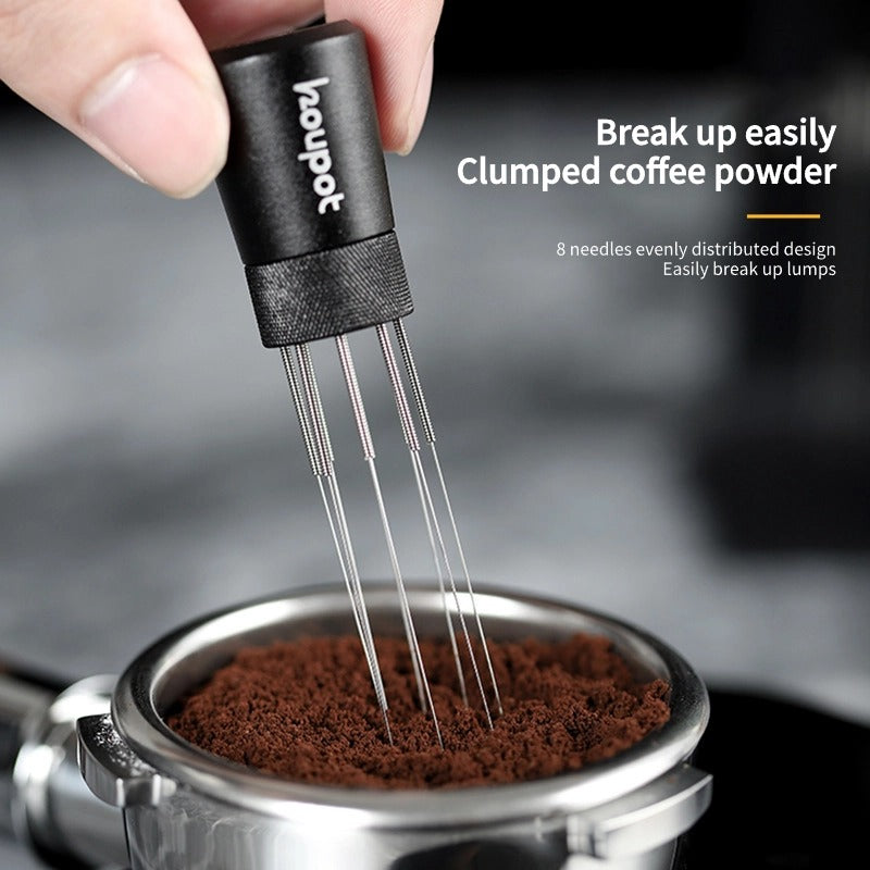 Barista Coffee Stirring Tool 8Needle Magnetic Espresso Stirrer with Stand for Professional Coffee