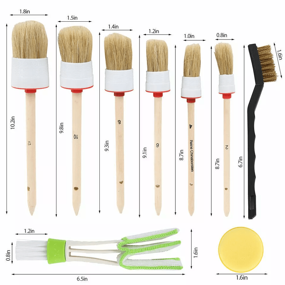 Car Detailing Brush Kit Boar Hair Auto Interior Exterior Wheel Cleaning Set 1