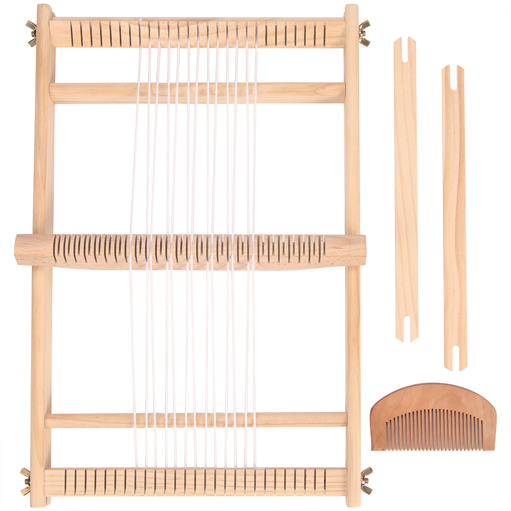 Handmade Weaving Loom Kit Wooden Frame Loom with Heddle Bar for Tapestry DIY Crafts and Beginner