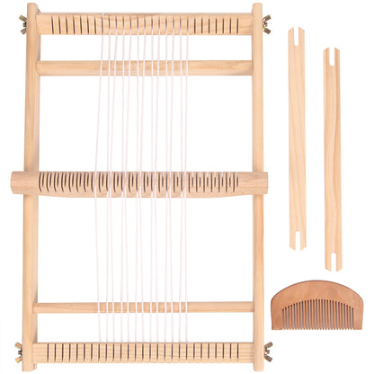 Handmade Weaving Loom Kit Wooden Frame Loom with Heddle Bar for Tapestry DIY Crafts and Beginner