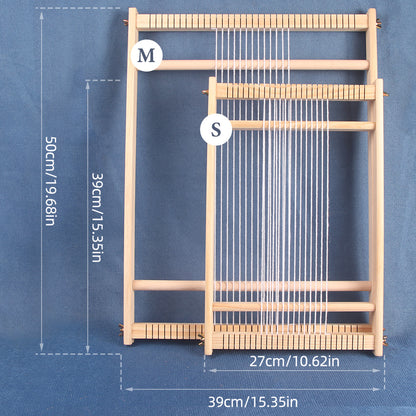 Handmade Weaving Loom Kit Wooden Frame Loom with Heddle Bar for Tapestry DIY Crafts and Beginner