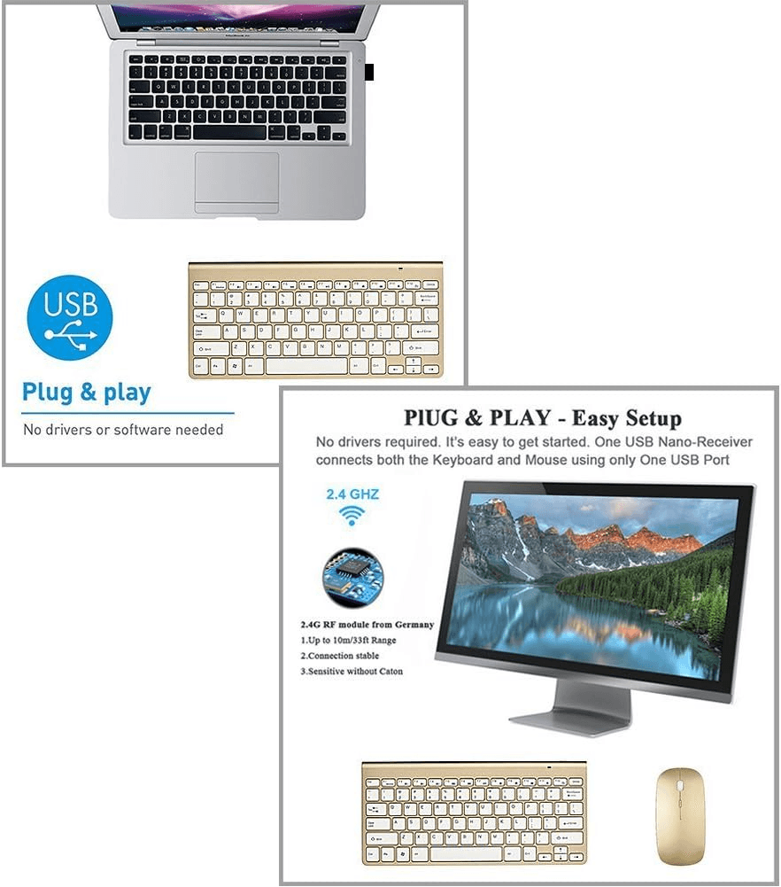 Mini Wireless Keyboard And Mouse Set 24G Slim Combo For Mac Apple PC Laptop Waterproof Silent Typin 2