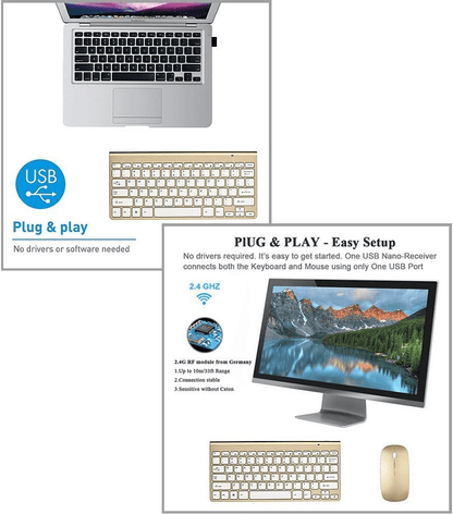 Mini Wireless Keyboard And Mouse Set 24G Slim Combo For Mac Apple PC Laptop Waterproof Silent Typin 2