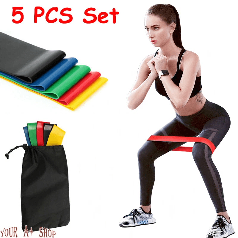 Set of Resistance Bands Workout Loop for Fitness, CrossFit, Yoga & Pilates