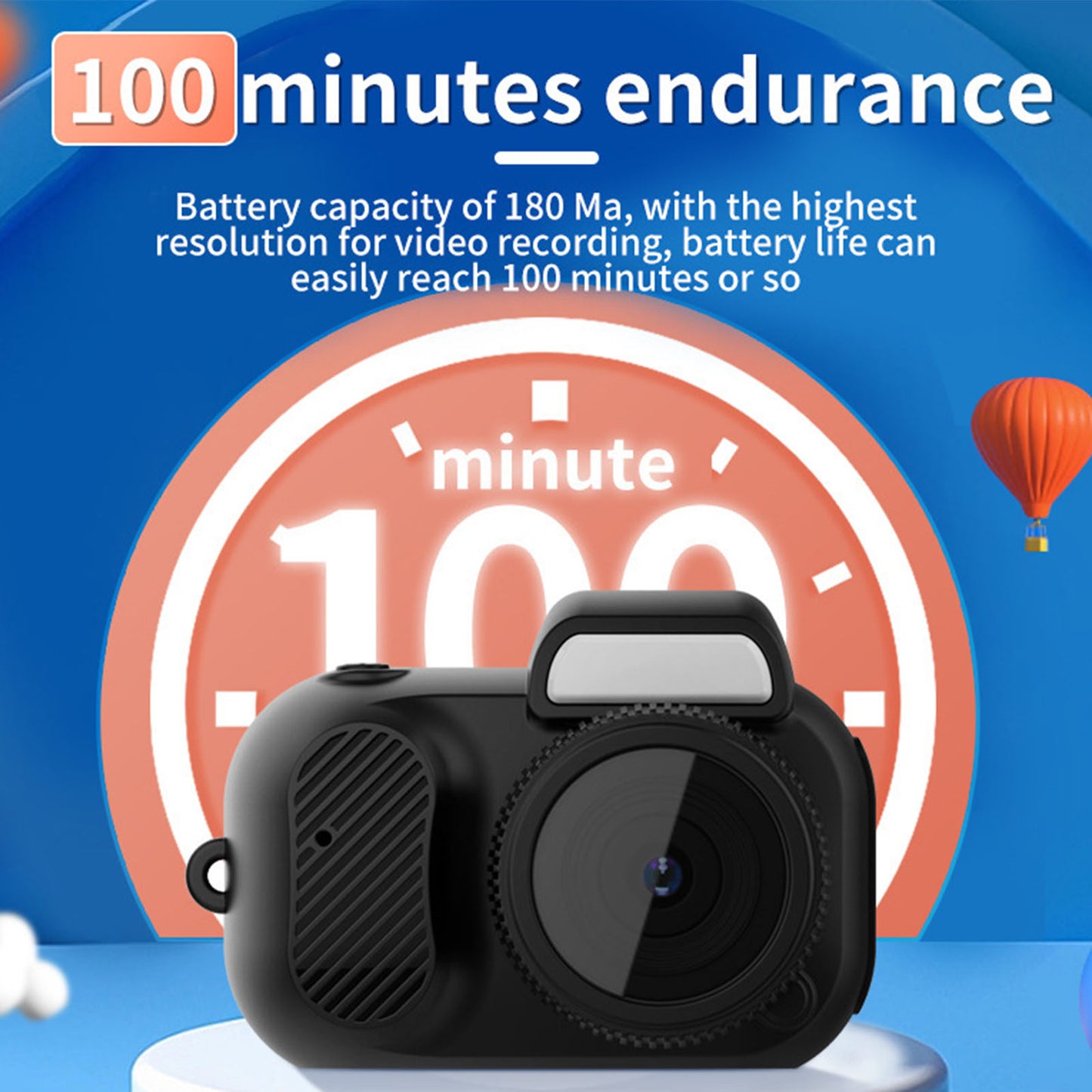 Kids Digital Camera 1080P HD 160 Wide Angle Micro USB 100 Min Recording Compact  Lightweight For Tr 4