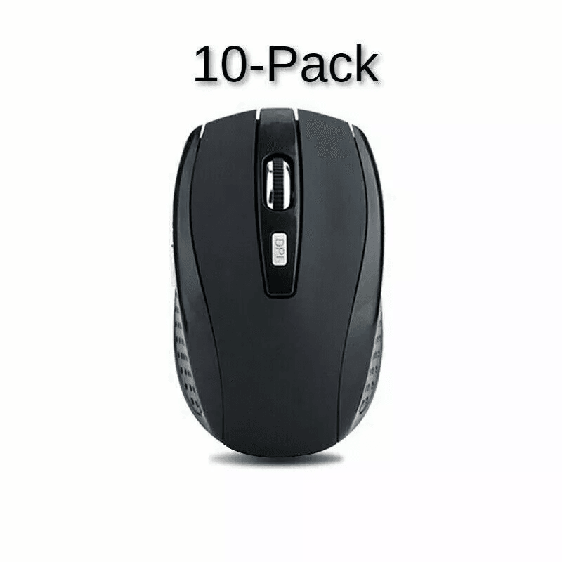 10x Wireless Optical USB Mouse Pack  24GHz Black Mice For Laptop  PC Adjustable DPI Plug  Play 1
