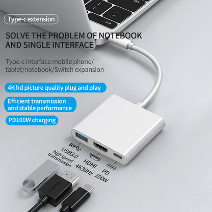 3-in-1 USB C to HDMI Multiport Adapter, Thunderbolt 3 Hub with 4K Output, USB 3.0 & 100W PD Fast Charging