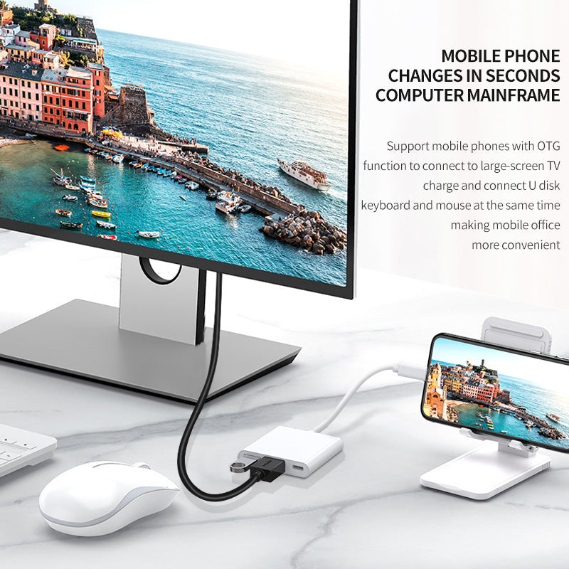 3-in-1 USB C to HDMI Multiport Adapter, Thunderbolt 3 Hub with 4K Output, USB 3.0 & 100W PD Fast Charging