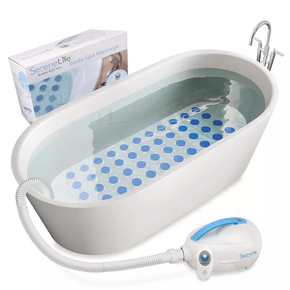 Thermal Spa Bubble Bath Massager, Portable Non-Slip Waterproof Mat with Motorized Air Pump & Remote Control