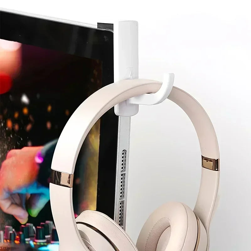 Headphone Headset Hanger, Stick-On Wall Hook & Monitor Earphone Stand, Secure, Damage-Free Storage