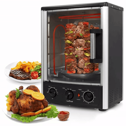 Nutrichef Vertical Countertop Rotisserie Oven, Upgraded Multi-Function Kitchen Oven for Grilling, Roasting & Baking