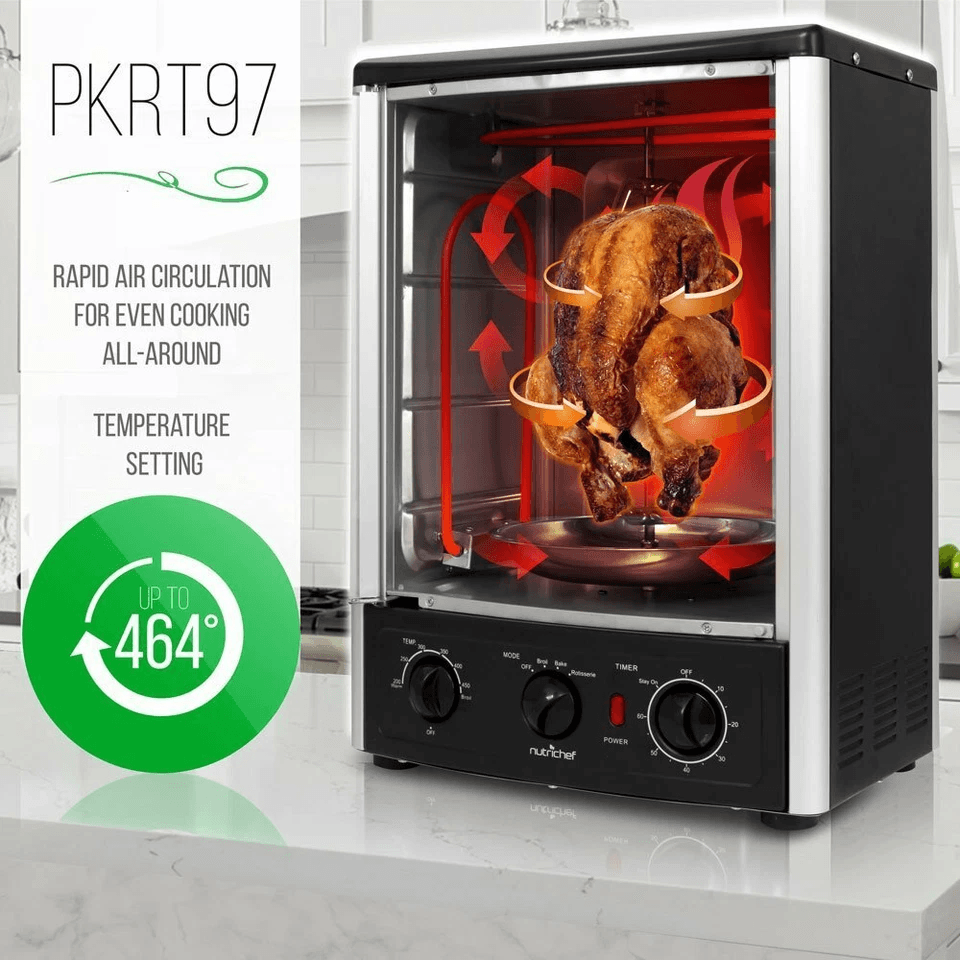 Nutrichef Vertical Countertop Rotisserie Oven Upgraded MultiFunction Kitchen Oven For Grilling Roas 1