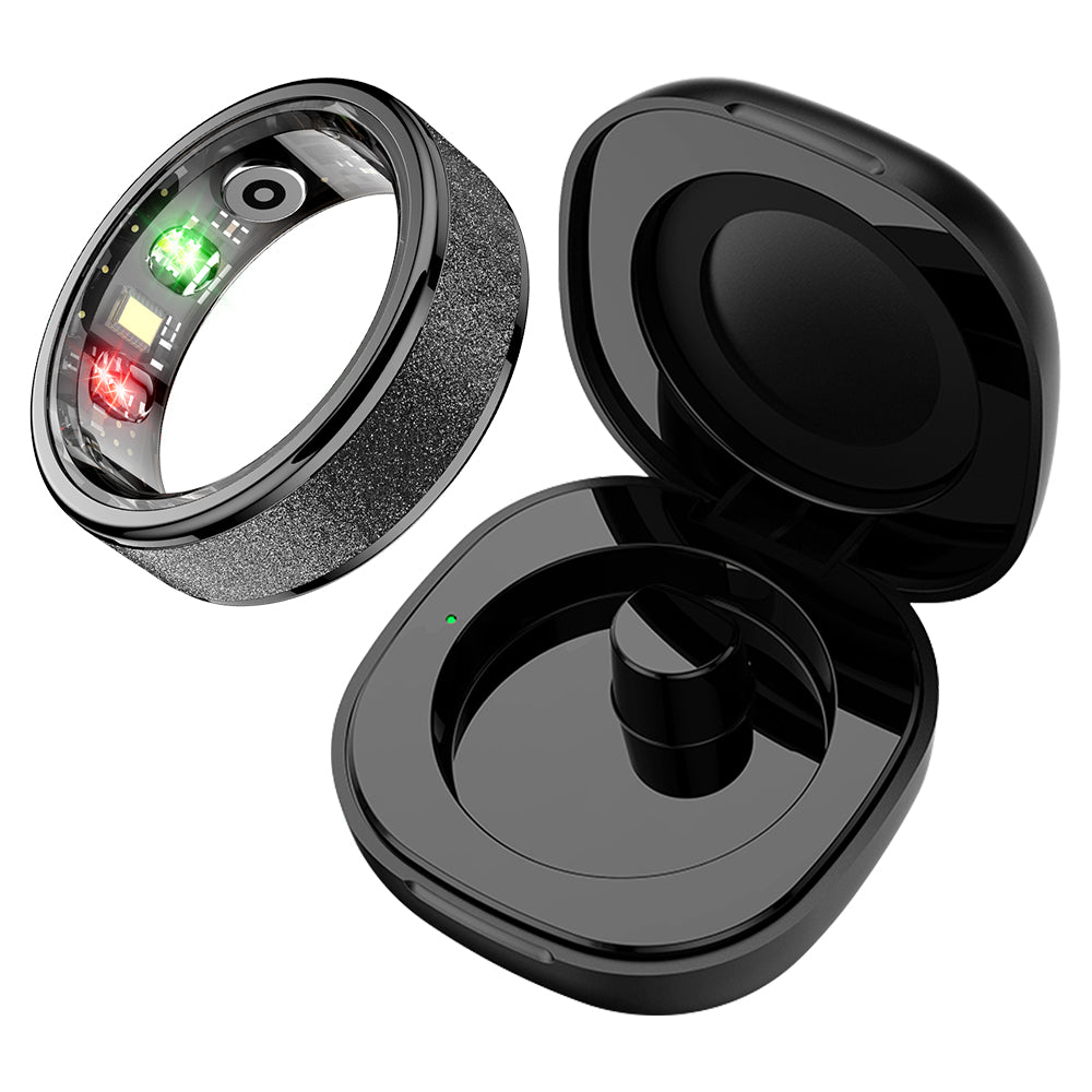 Fitness Smart Ring Sleep Tracker 5ATM Waterproof MultiSport Modes Includes Charging Case Unise