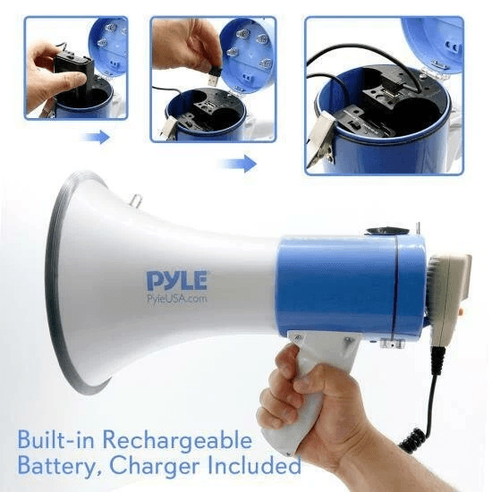 Pyle Megaphone With Record  Rechargeable Battery Handheld PA Loudspeaker For Events Sports Emergenc 4