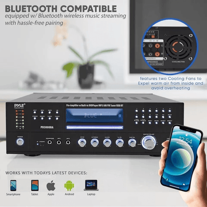 Bluetooth Channel Stereo Receiver Amplifier With CD DVD Player USBSD AMFM Subwoofer Out  Home Theat 1