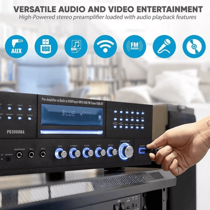 Bluetooth Channel Stereo Receiver Amplifier With CD DVD Player USBSD AMFM Subwoofer Out  Home Theat 2