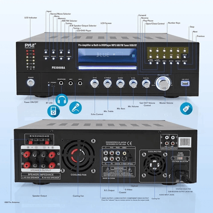 Bluetooth Channel Stereo Receiver Amplifier With CD DVD Player USBSD AMFM Subwoofer Out  Home Theat 4