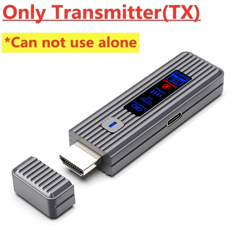 Wireless HDMI Video Dongle Adapter, Transmitter & Receiver Kit for PC, Camera, Laptop to TV, Projector, or Monitor