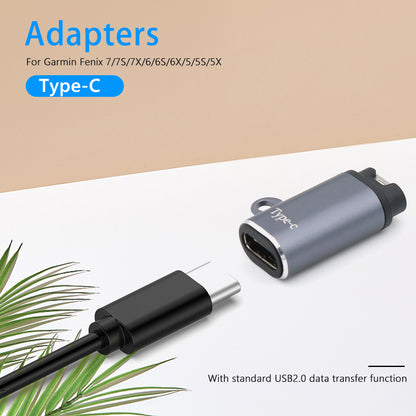 Garmin Watch Charger Adapter, Portable USB Charging Converter with Type C/Micro USB for Fenix 7/6/5, Instinct 2S & More