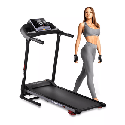 SereneLife Folding Treadmill Motorized Running Machine with Bluetooth, 3'' LCD Display, Adjustable Incline, Hydraulic