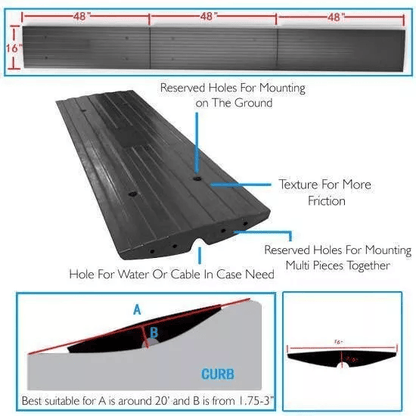 Pyle 3Piece HeavyDuty Extendable Curb Ramp 3