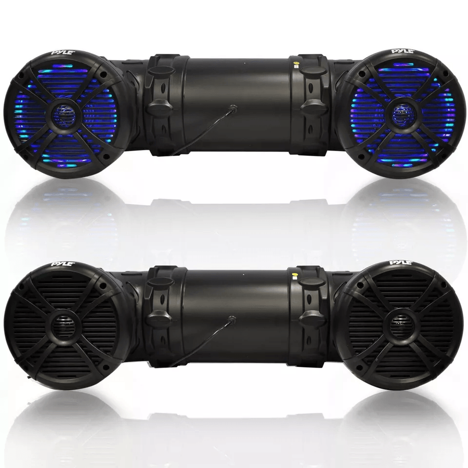 Pyle Marine Bluetooth Amplified Waterproof Speakers Dual Speaker Sound System With LED Lights  Vehi 2
