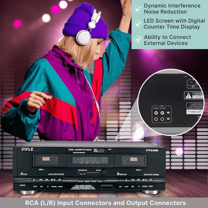 Pyle Dual Cassette Deck Stereo Audio Recorder With Noise Reduction  Rack Mount 5