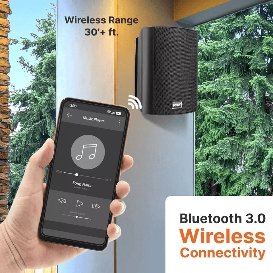 Pyle PDWR52BTBK 8Ohm Bluetooth Wall Mount Speaker 240W IndoorOutdoor Waterproof Stereo Pair 2