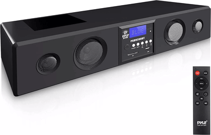 Pyle Bluetooth Soundbar Speaker with USB/SD, AUX, FM Radio & Remote, Home Theater Audio System with LCD Display