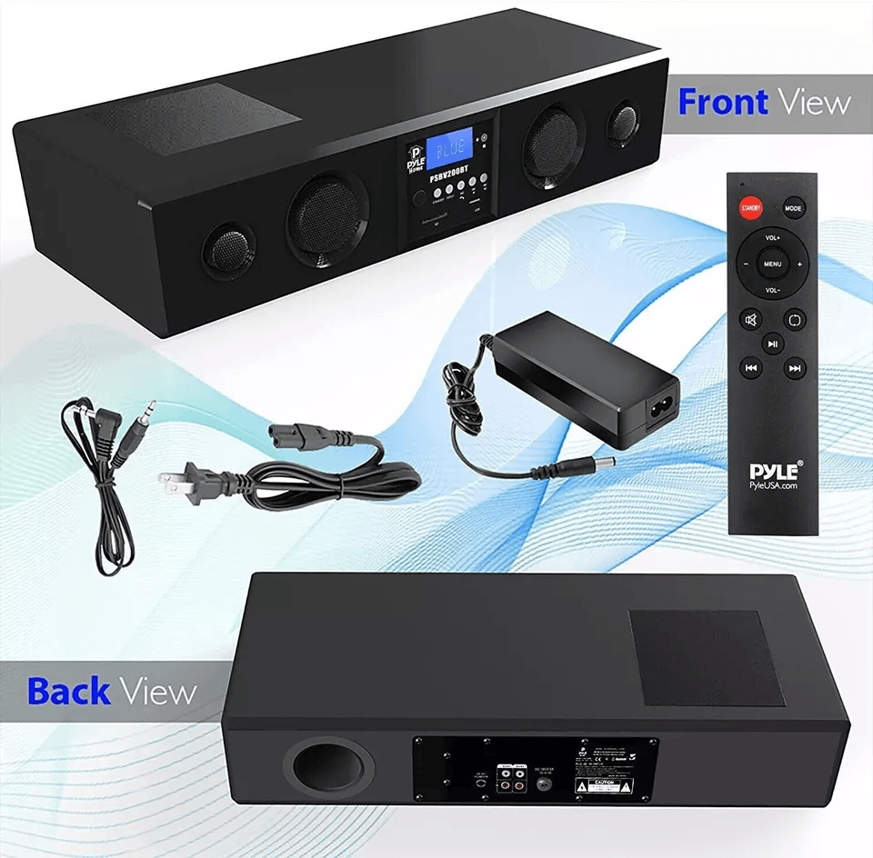 Pyle Bluetooth Soundbar Speaker With USBSD AUX FM Radio  Remote Home Theater Audio System With LCD  6