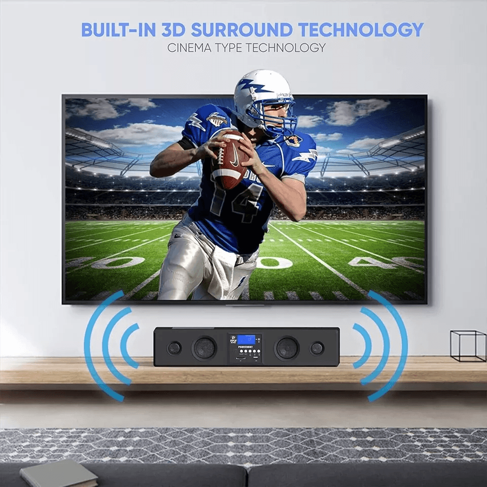 Pyle Bluetooth Soundbar Speaker With USBSD AUX FM Radio  Remote Home Theater Audio System With LCD  3
