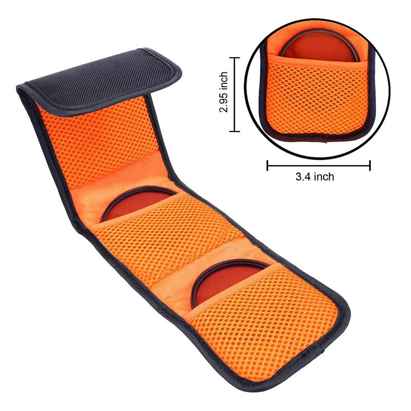 Camera Lens Filter Bag 3Pocket Pouch for 82mm Filters ND UV CPL  Protective Holder  Travel W