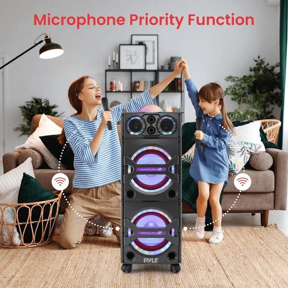 Pyle Bluetooth Karaoke PA Speaker With Mic USBSD FM Radio  LED Lights 4