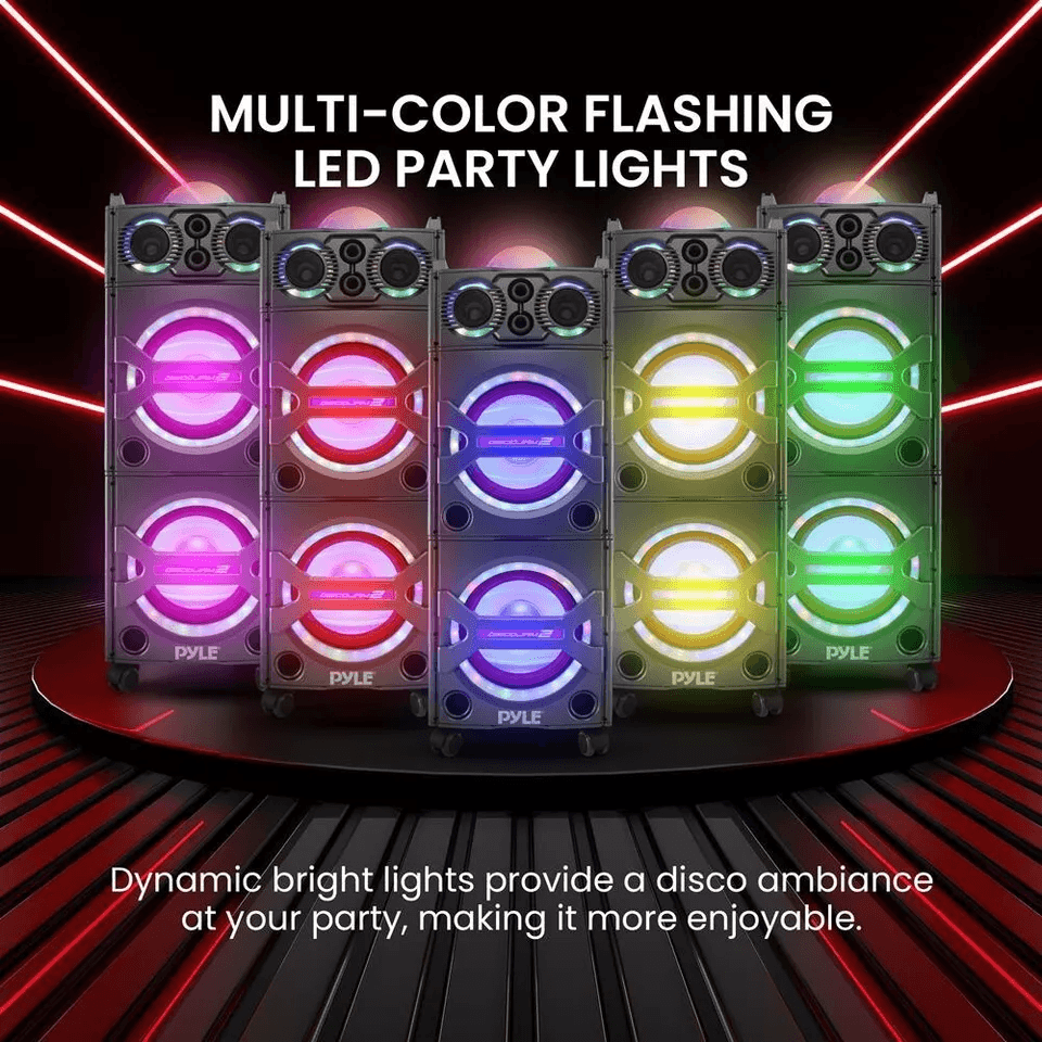 Pyle Bluetooth Karaoke PA Speaker With Mic USBSD FM Radio  LED Lights 3