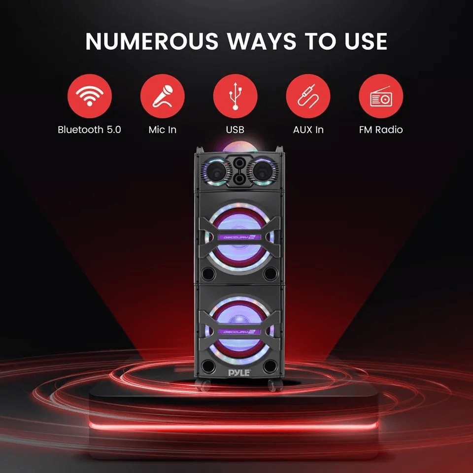 Pyle Bluetooth Karaoke PA Speaker With Mic USBSD FM Radio  LED Lights 2