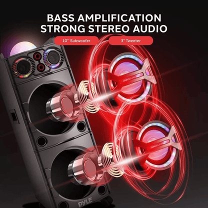 Pyle Bluetooth Karaoke PA Speaker With Mic USBSD FM Radio  LED Lights 1