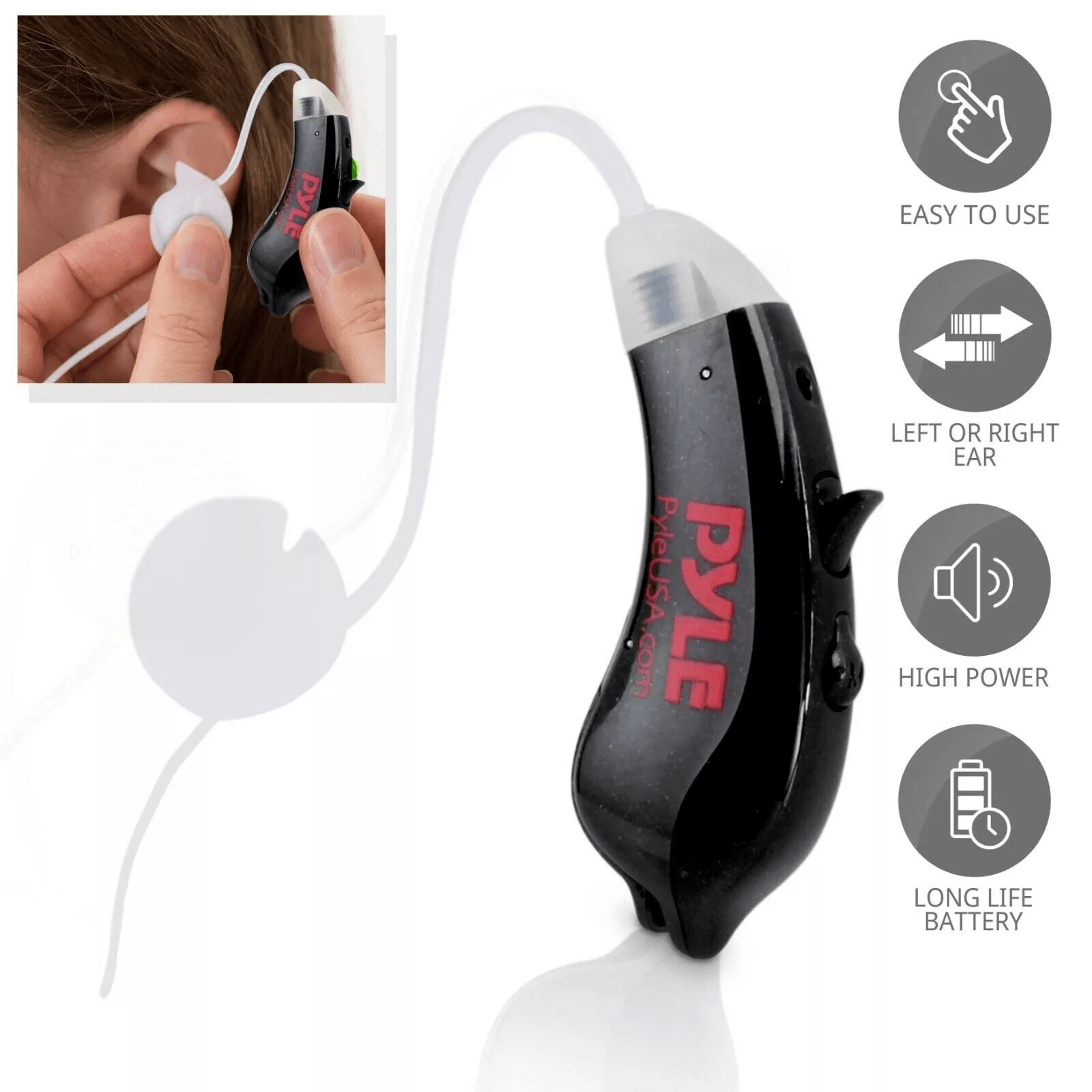 Digital Hearing Assistance Aid Amplifier Universal Fit Behind-the-Ear with Noise Reduction & Selectable Listening Modes