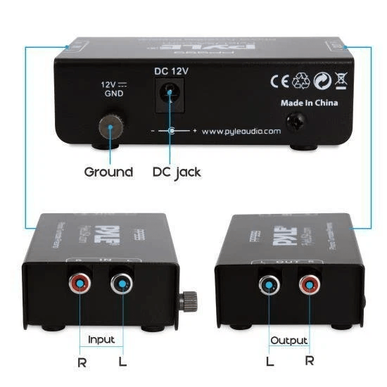 Pyle PRO Phono Turntable PreAmplifier HiFi Audio Preamp For MM Turntables With RCA Input  Output Gr 4