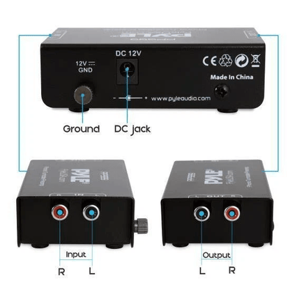 Pyle PRO Phono Turntable PreAmplifier HiFi Audio Preamp For MM Turntables With RCA Input  Output Gr 4