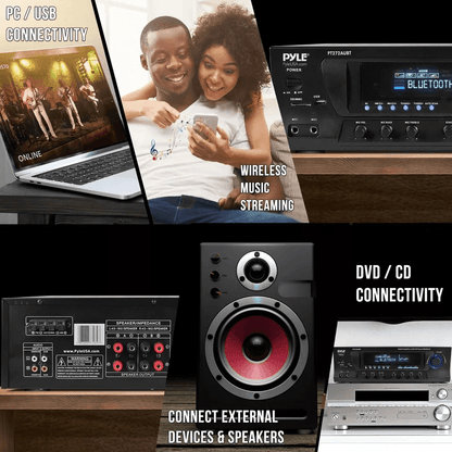 Pyle Bluetooth Stereo Amplifier USB SD AUX FM Tuner With Remote 2